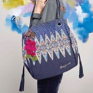 Desigual boho beaded tote